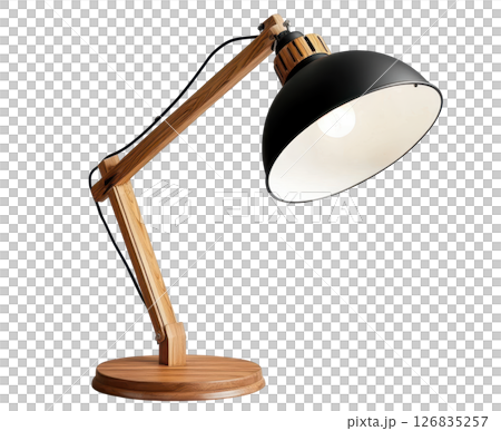 Stylish floor lamp with modern design and wooden base for any space 126835257