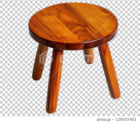 Wooden round stool with polished finish and sturdy legs, perfect for any space 126835401