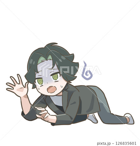 15-慌てる美容系インフルエンサー日本人男性1のSDイラスト 126835601