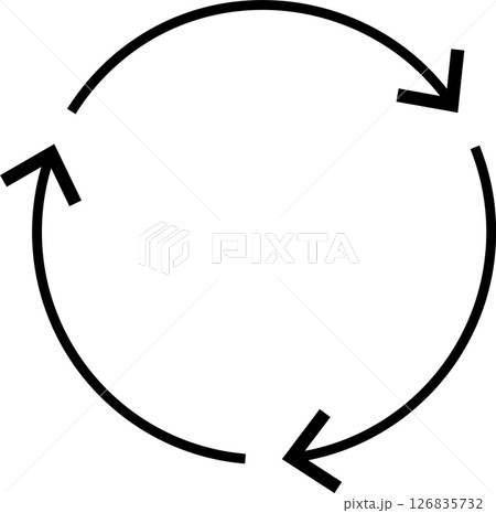 矢印（循環）サイクル　アイコン　リサイクル　細い 126835732
