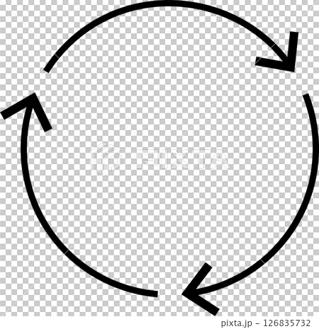 矢印（循環）サイクル　アイコン　リサイクル　細い 126835732