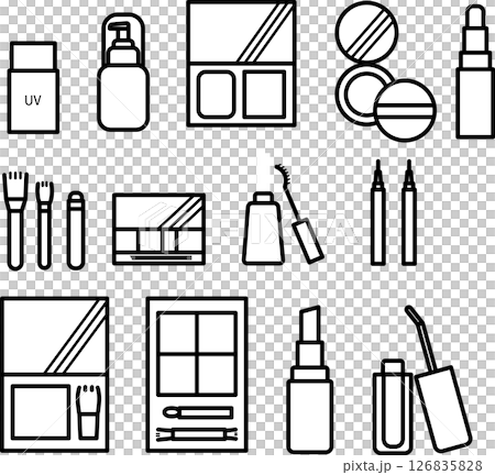 化妝化妝品插圖集 - 僅限線條圖 化妝化妝品插圖集 - 僅限線條圖 126835828