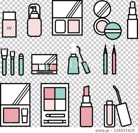 化妝化妝品插圖素材集 化妝化妝品插圖素材集 126835829