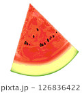 真っ赤な食べごろすいか／果物イラスト素材 126836422