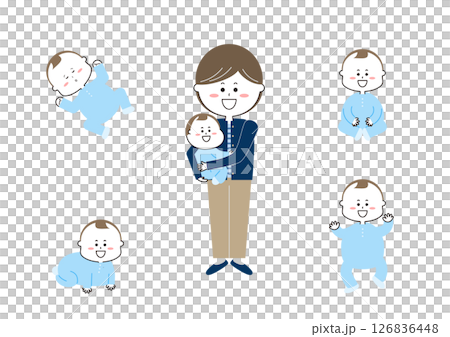 様々なポーズの赤ちゃんのイラスト 126836448