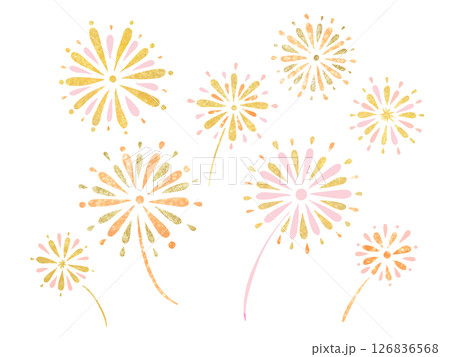 金色に輝く花火の背景イラスト 126836568