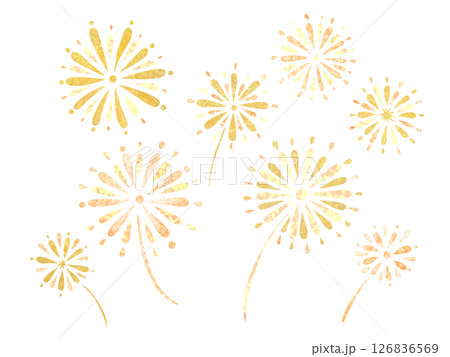 金色に輝く花火の背景イラスト 126836569