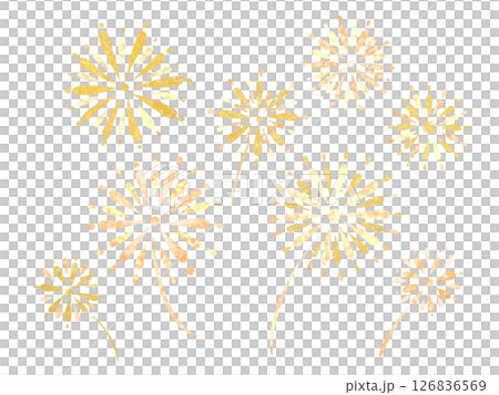 金色に輝く花火の背景イラスト 126836569