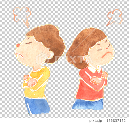 Watercolor style illustration of fighting children Childcare, education and educational materials 126837152