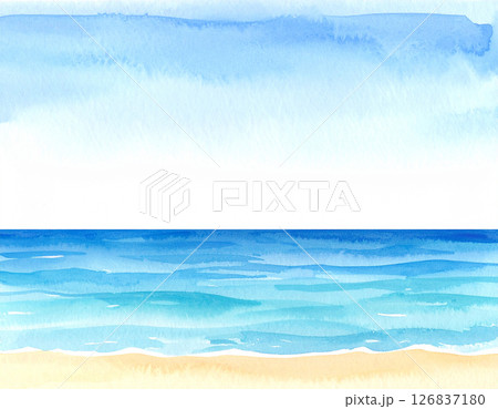海　生成AI　水彩　背景 126837180