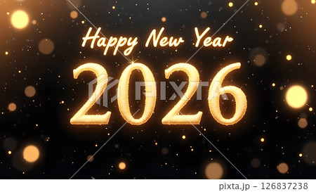 Festive 2026 Happy New Year Celebration with Golden Glittering Numbers 126837238