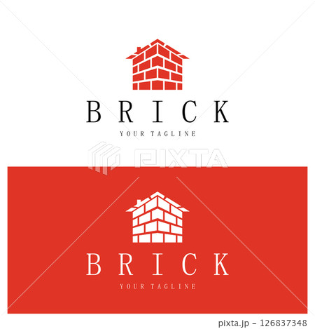 creative brick logo designs for buildings, architectural buildings, civil engineering, building materials shops 126837348