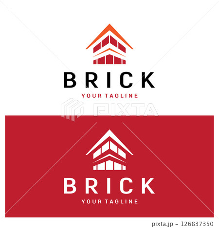 creative brick logo designs for buildings, architectural buildings, civil engineering, building materials shops 126837350
