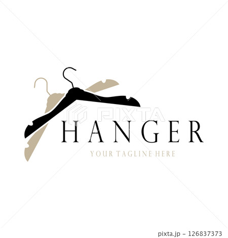 Simple clothes hanger logo details with creative design.for business, boutique, fashion, lifestyle, beauty, wardrobe, wedding dress, clothing store 126837373