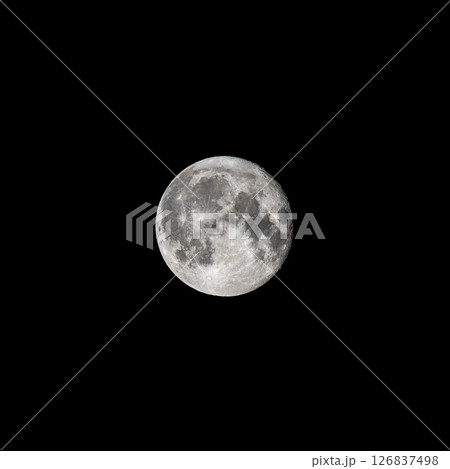 Detailed image of the full moon isolated on black. 126837498