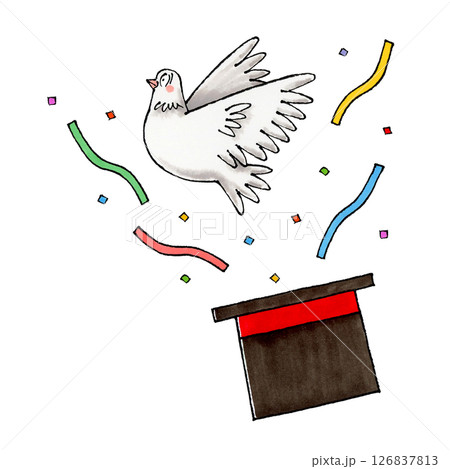 白い鳩と手品 126837813