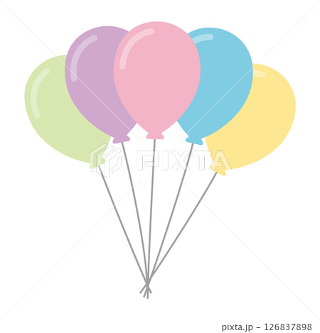 風船 カラフル パステルカラー 5つセット 風船 カラフル パステルカラー 5つセット 126837898