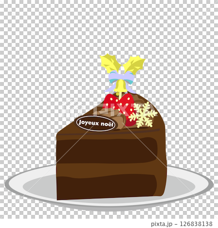 Illustration of a chocolate Christmas cake on a plate Illustration of a chocolate Christmas cake on a plate 126838138