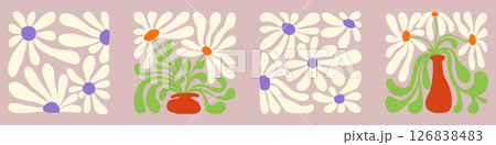 Seventies-style wavy floral background 126838483