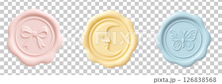 絲帶、月亮和蝴蝶的柔和色蠟封套裝 126838568