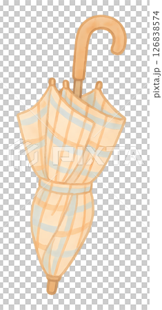 チェック柄傘の水彩イラスト 126838574