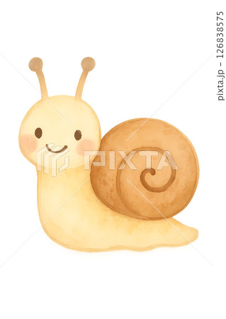かわいいカタツムリの水彩イラスト 126838575