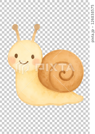 かわいいカタツムリの水彩イラスト 126838575