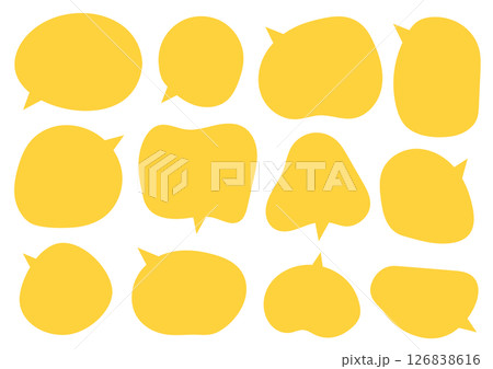 吹き出し　シェイプ　黄色　シンプル　ゆるい形 126838616