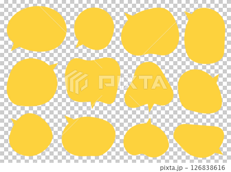 吹き出し　シェイプ　黄色　シンプル　ゆるい形 126838616