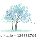緑の葉が風に揺れる水彩タッチの木のイラスト 126838704