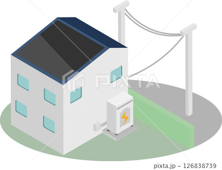 アイソメトリックな家庭用蓄電池と太陽光パネルのある家 アイソメトリックな家庭用蓄電池と太陽光パネルのある家 126838739