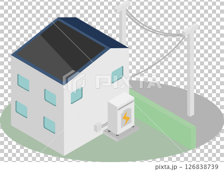 アイソメトリックな家庭用蓄電池と太陽光パネルのある家 アイソメトリックな家庭用蓄電池と太陽光パネルのある家 126838739