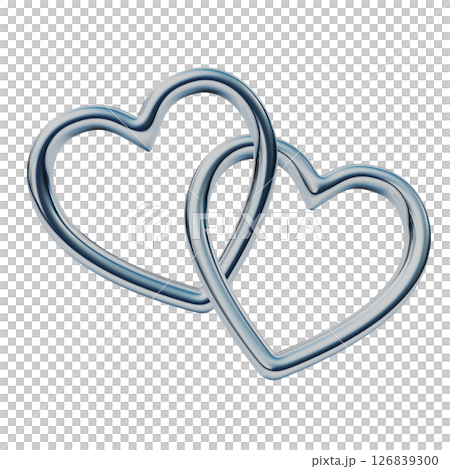 互鎖金屬心形環圖示 Y2K 風格插圖 126839300