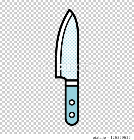 シンプルで清潔感のあるシェフナイフのイラスト｜包丁,料理道具,キッチンツール,カット 126839633
