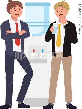 office gossip concept. coworkers gossiping at water cooler. 126839871