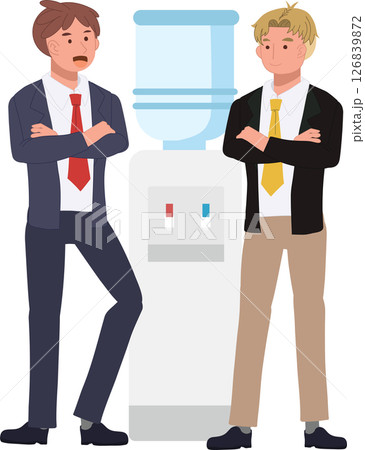 office gossip concept. coworkers gossiping at water cooler. 126839872