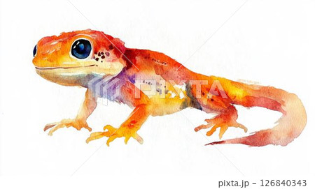可愛いトカゲの水彩イラスト 可愛いトカゲの水彩イラスト 126840343