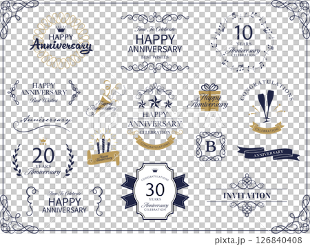 Classic anniversary design and anniversary celebration banner frame set 126840408