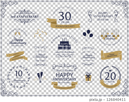 經典週年紀念設計與週年慶典橫幅框架集 經典週年紀念設計與週年慶典橫幅框架集 126840411