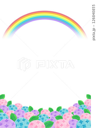 七色の虹とアジサイの背景イラスト 126840855