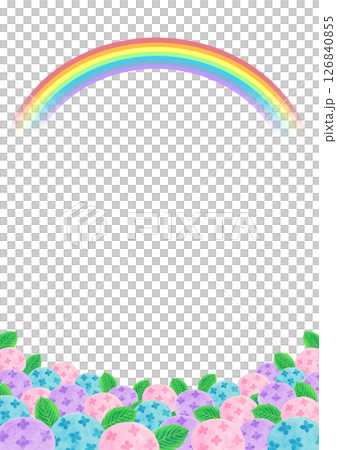 七色の虹とアジサイの背景イラスト 126840855