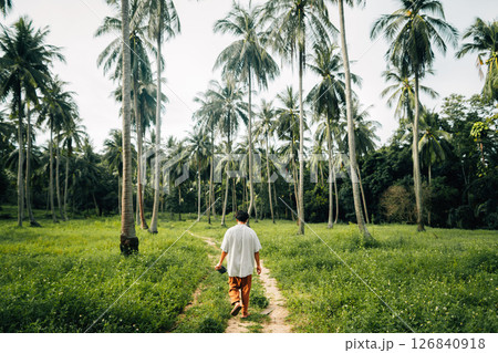 Steps on a Nature Trail Amidst Island Coconut Plantations Steps on a Nature Trail Amidst Island Coconut Plantations 126840918