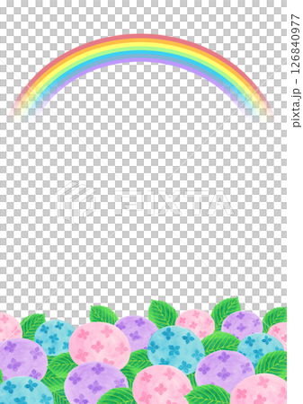 七色の虹とアジサイの背景イラスト 126840977
