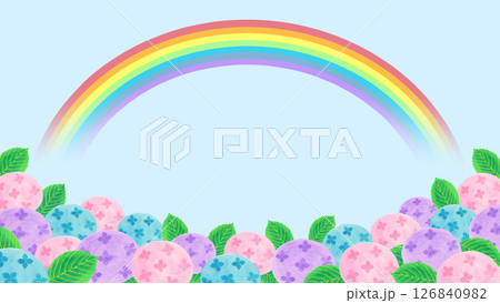 七色の虹とアジサイの背景イラスト 126840982