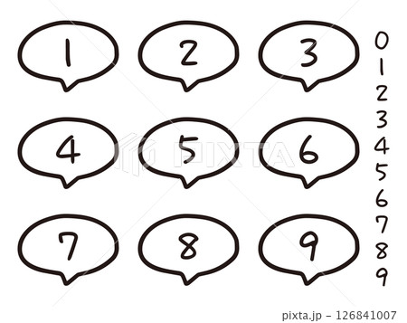 シンプルな数字と吹き出しの手書きイラスト(ベクター) 126841007