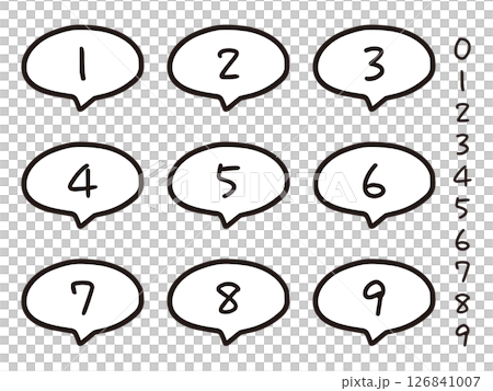 シンプルな数字と吹き出しの手書きイラスト(ベクター) 126841007