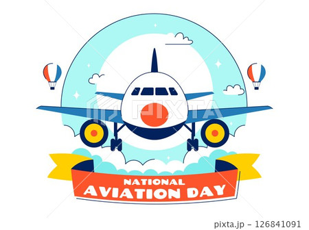 National Aviation Day Vector Illustration with an Airplane and Sky Blue Background to Celebrate the First Successful Airplane and Controlled Flight 126841091