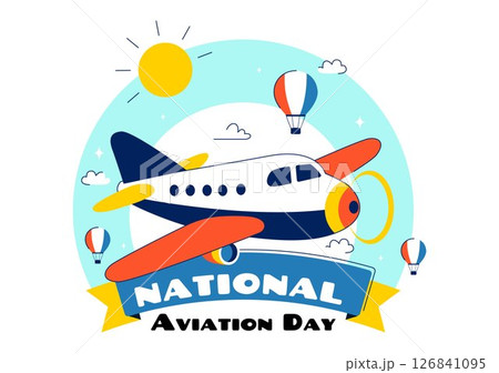 National Aviation Day Vector Illustration with an Airplane and Sky Blue Background to Celebrate the First Successful Airplane and Controlled Flight 126841095