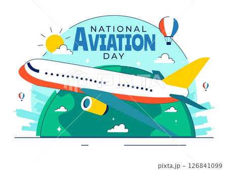 National Aviation Day Vector Illustration with an Airplane and Sky Blue Background to Celebrate the First Successful Airplane and Controlled Flight 126841099