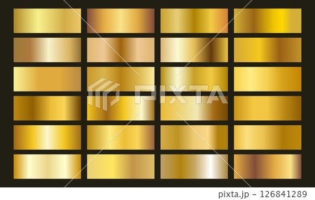 ゴールドカラー・グラデーションパターン素材セット ゴールドカラー・グラデーションパターン素材セット 126841289